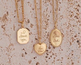 Collier avec véritable écriture manuscrite - Bijou avec signature gravée - Bijou commémoratif avec écriture manuscrite - Collier anti-stress