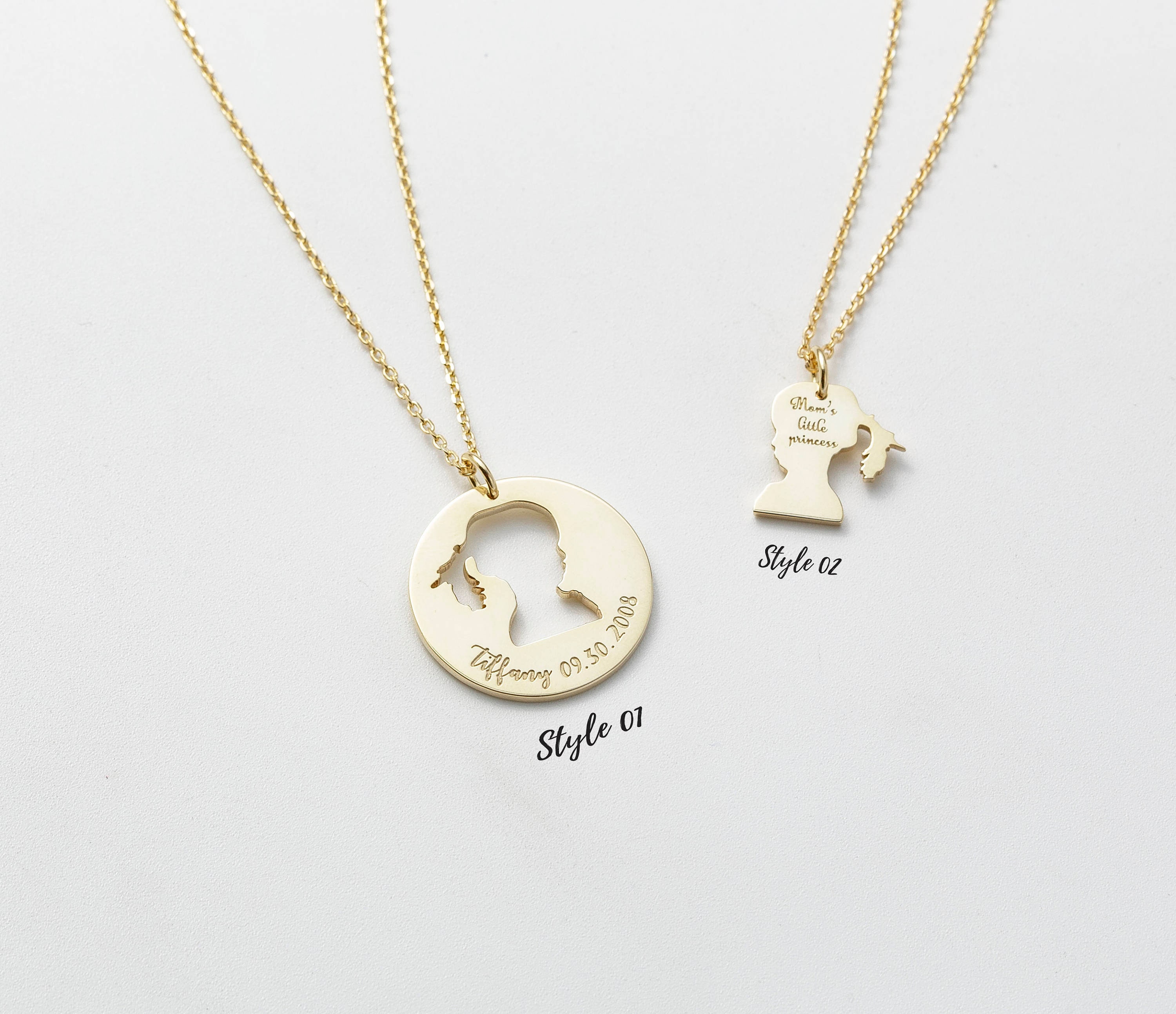 Custom Children Silhouette Necklace Personalized Mother Daughter