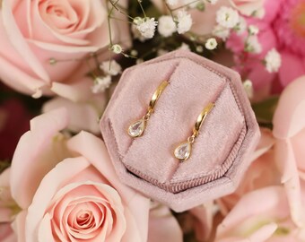Personalized Tear Drop Birthstone Earrings By CodeBlue Jewelry - Wedding Earrings, Bridal Earrings - Christmas Gifts