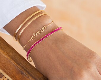 Custom Name Bracelet with Script Design | Adjustable Length Ball Chain Jewelry