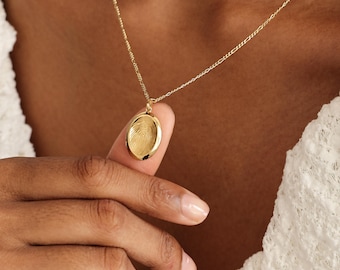 Oval Fingerprint Necklace Gift for Mom | 14K Gold Vermeil | Personalized Memorial | Actual Thumbprint Keepsake