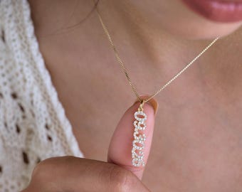 Sterling Silver Name Necklace Pavé CZ | Graduation Gift | Custom Dainty Nameplate Name Bar Sparkle Jewelry for Her