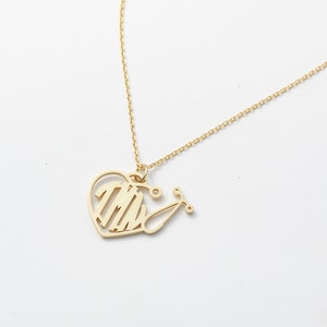 Custom Monogram Stethoscope Necklace | Medical Student - Nurse - Doctor Gift | Name Necklace | Graduation - Mother&#39;s Day Gift