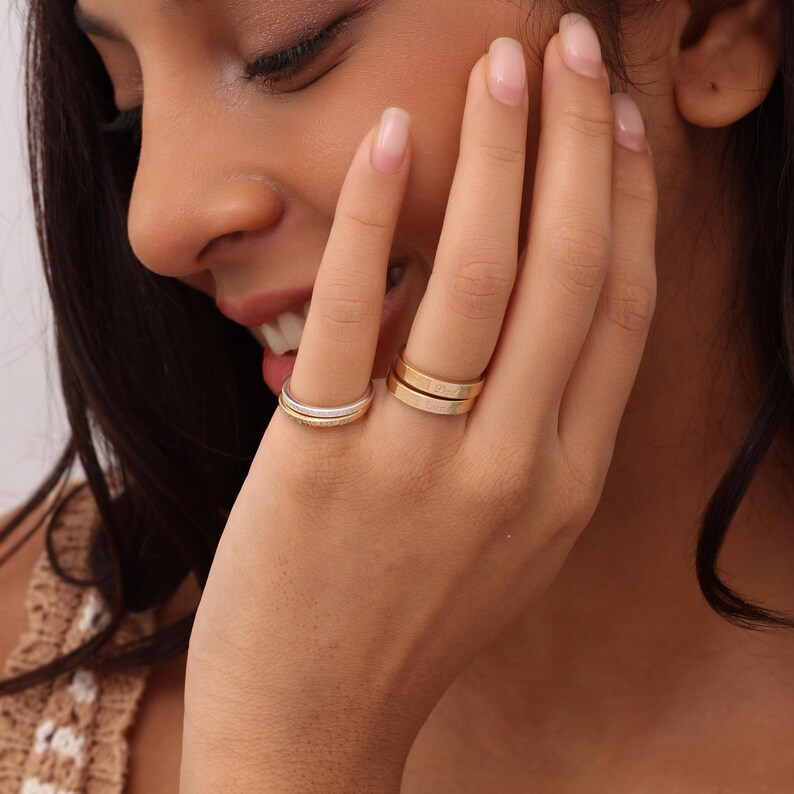 Personalized Fingerprint Band Ring • Custom Engraved Memorial Jewelry ...