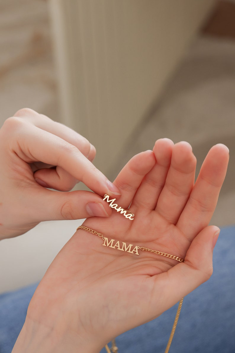 Collier MAMA avec chaîne gourmette audacieuse Collier mère Cadeau maman Collier nouvelle maman Cadeau baby shower Cadeaux Fête des Mères image 9