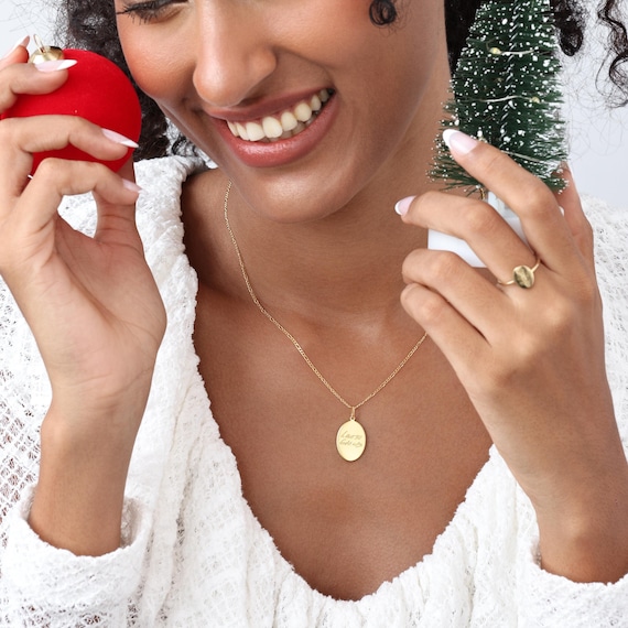 Oval Handwriting Necklace | Actual Handwritten Ovals Necklaces | Fingerprint Jewelry | Mother's Day | Christmas Gifts