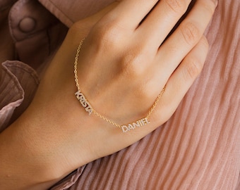 Personalized Family Names Necklace | Script Couple Mom Jewelry | 14K Gold Plated | Custom Layering Gift