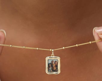Family Photo Frame Necklace | Gift for Mom | Sterling Silver | Baby Picture Pendant | Personalized Family Keepsake Jewelry
