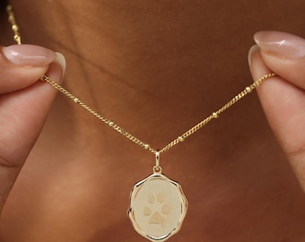 Organic Oval Pendant Pet Paw Print, Personalized Pet Memorial Jewelry, Custom Dog Cat Keepsake Necklace, Pet Loss Gift, Mother’s Day Gift