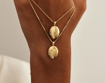 Multiple Birth Flower Locket Necklace By CodeBlue Jewelry | Oval Locket | Personalized Photo Jewelry | Keepsake Gift | Christmas Gifts