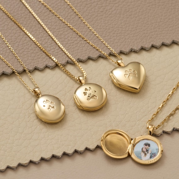 Actual Dog Paw Print Locket Necklace CodeBlue Jewelry | Personalized Photo Lockets | Pet Memorial Gift | Christmas Gifts