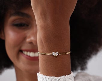 Two Birthstone Toi et Moi Bracelet | Sterling Silver | Family Birthstone | Custom Gemstone Bracelet | Gift for Her