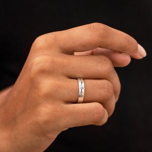 Handwriting Ring | Gift for Her | Sterling Silver 4mm Custom Signature Band | Personalized Handwriting Jewelry Gift