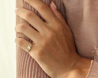 Personalized Initial Ring | Gift for Her | 14K Gold Plated | Custom Letter Band Monogram Ring | Birthday Anniversary Gift