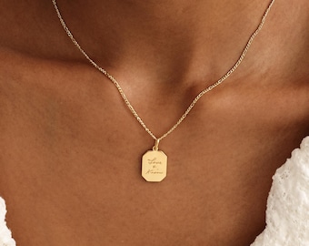 Memorial Handwriting Tag Necklace | Keepsake for Him | Sterling Silver | Actual Signature Charm | Personalized Grief Gift