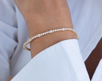 Sterling Half Collar Half Tennis Bracelet | Custom Birthstone Gifts for Mom | Removable CZ Tennis Section | Choker Jewelry