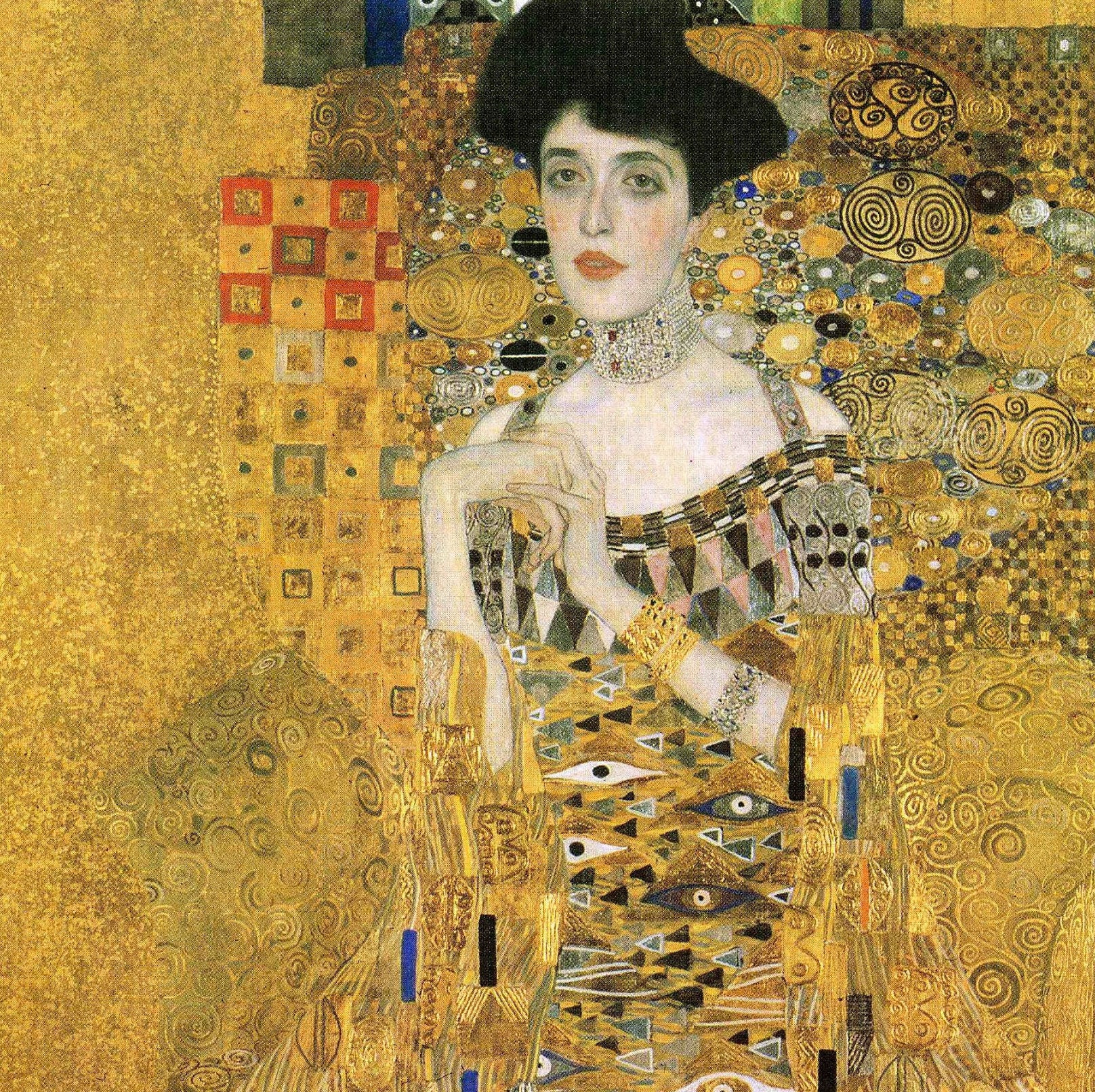 Frau in Gold Vintage Kunst Gemälde