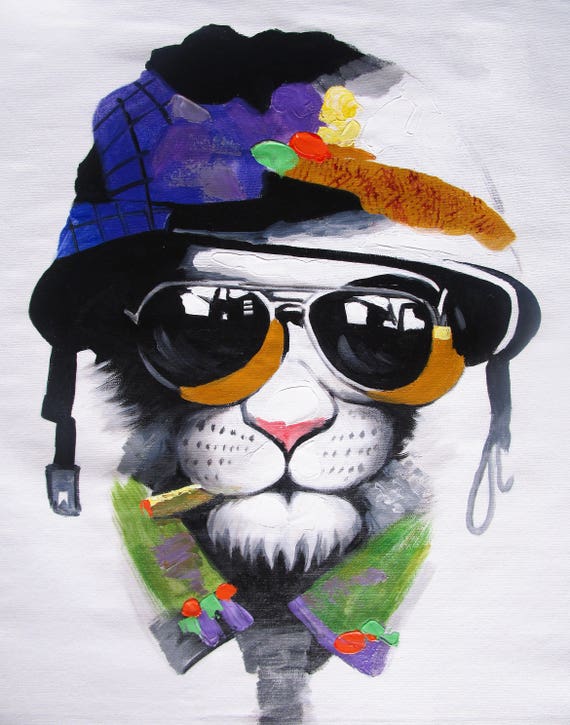 CANVAS DOG CIGAR sun glasses ART PRINT PAINTING BIG MAFIA 80cm 32/"