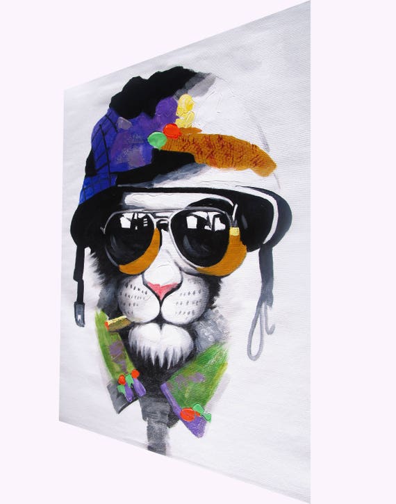 CANVAS DOG CIGAR sun glasses ART PRINT PAINTING BIG MAFIA 80cm 32/"