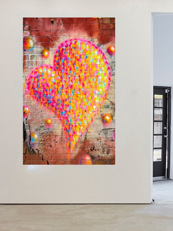 A0 canvas print abstract Love Heart graffiti street art painting