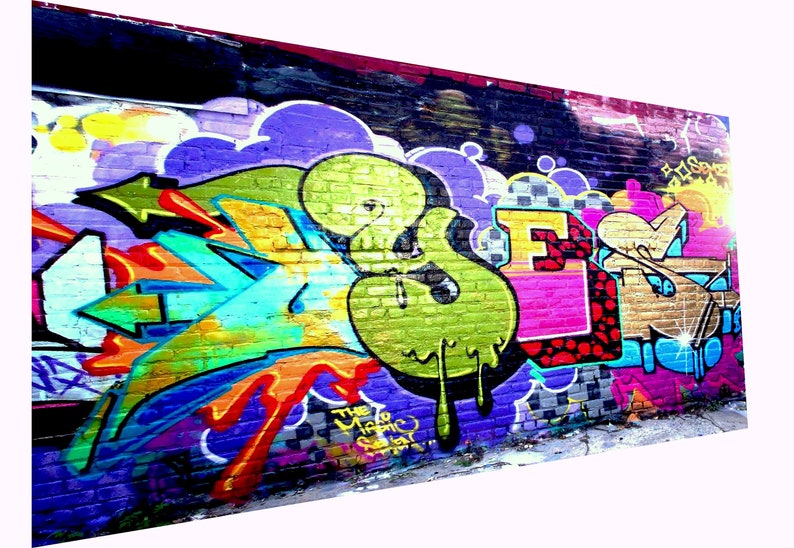 Framed Street art Graffiti print painting canvas poster Etsy