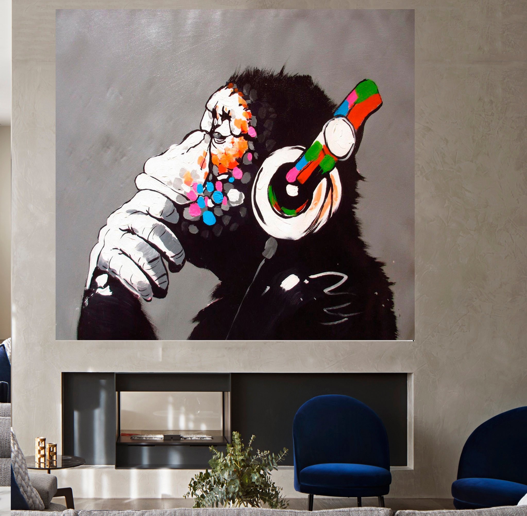 Banksy Repro Huge Art Painting original wall stencil street urban portrait