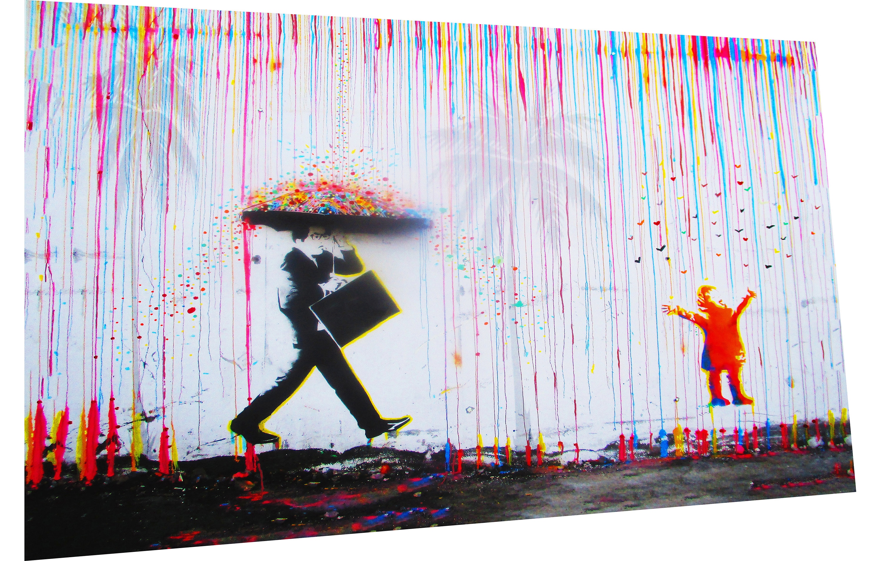 street Art Print umbrella man briefcase stencil banksy street Art Print umbrella man briefcase stencil banksy