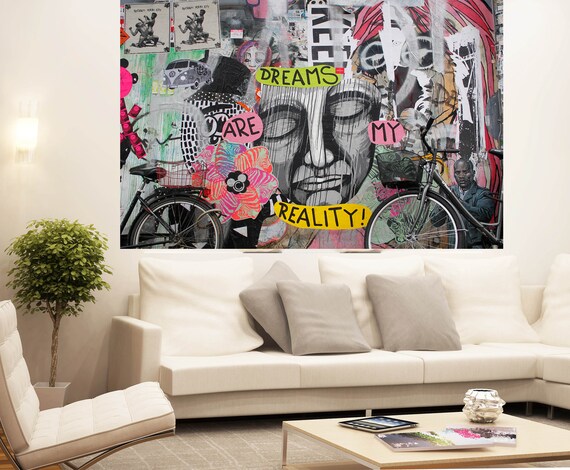 SKULL FLOWER graffiti wall urban street art PRINT POSTER a1 size for frame