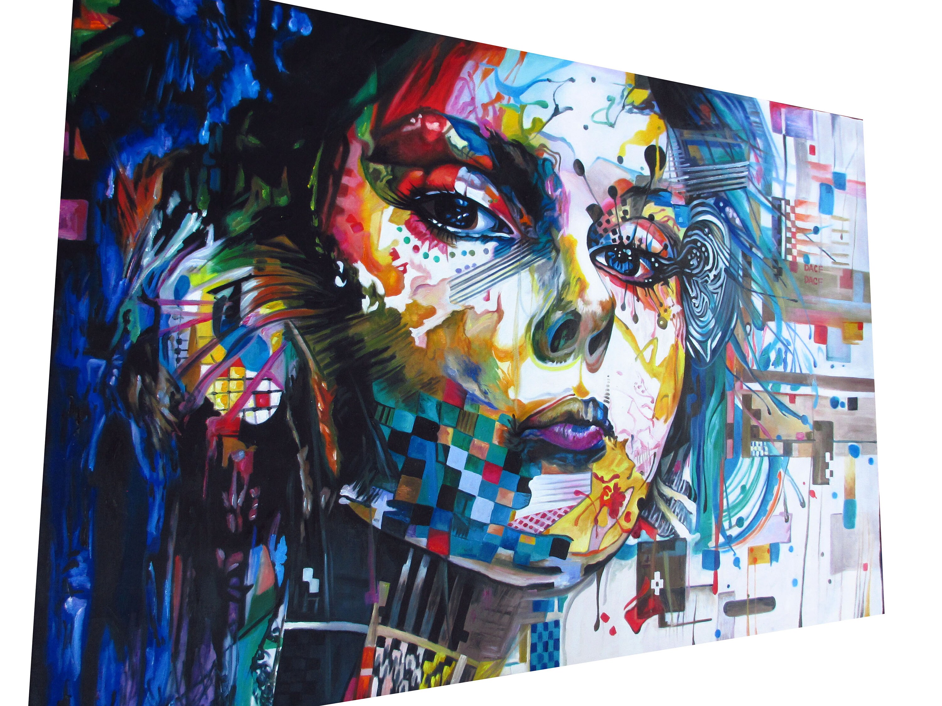 Framed canvas painting Street art Graffiti banksy abstract Etsy