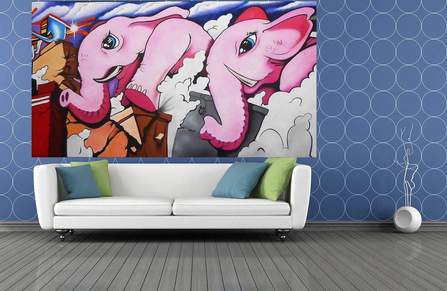 street art Australia PAINTING custom RAINBOW LION CAT 160cm x 120cm