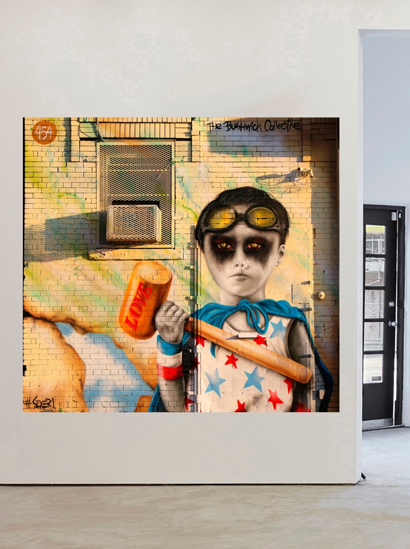 Graffiti Street Art Boy Face Banksy Wall Decor Print Large Canvas Painting