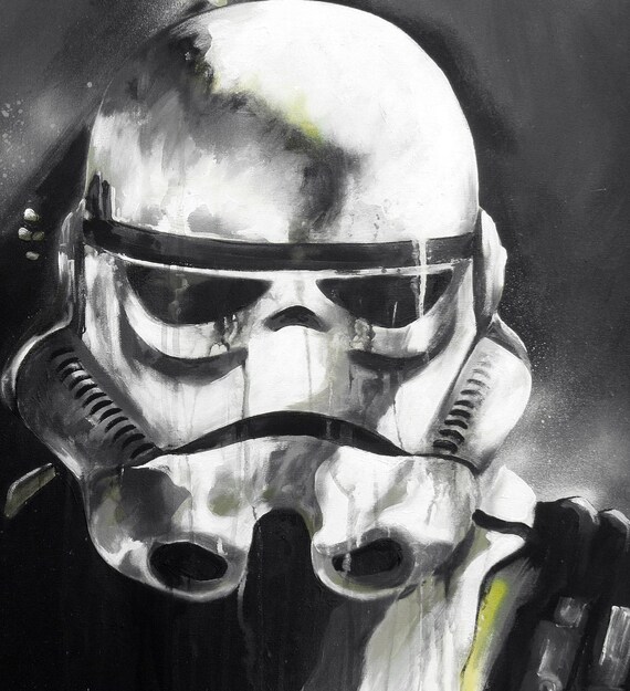 street art BOBA FETT graffiti print large star wars bounty hunter 60cm painting