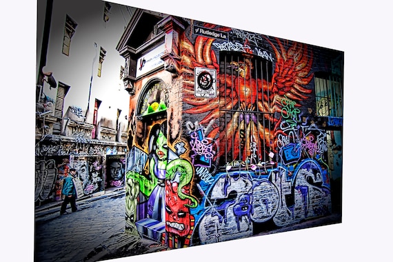 BANKSY HUNTERS GRAFFITI STREET CANVAS PRINT ART