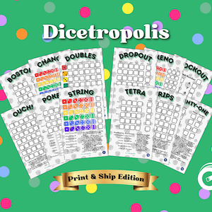 DICETROPOLIS A5 Dice Savings Challenge Games Bundle of 12