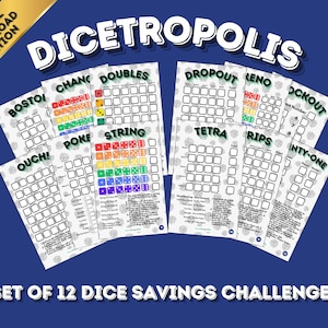 DICETROPOLIS DIGITAL DOWNLOAD Edition 12 Dice Savings Challenge Games Bundle D6 Gamification Fun Solitaire A5