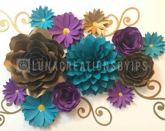 Paper flower collage wall