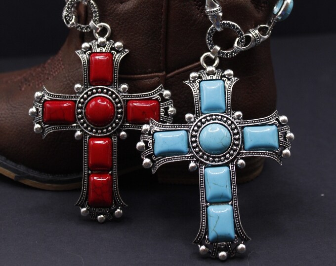 Cross Pendant Necklace; Turquoise Type Cross Pendant Necklace; Southwestern Cross Pendant Necklace; Religious Jewelry;