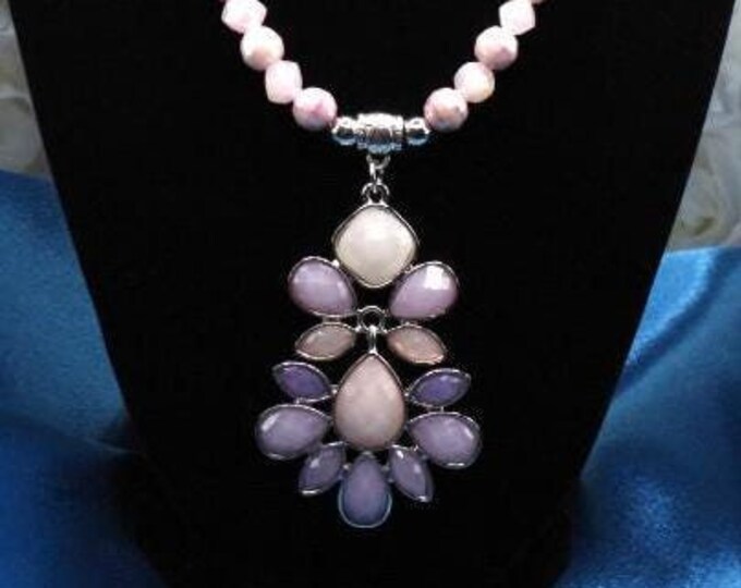 Springtime Pendant Necklace Set; Flower Drop Pendant Necklace Set; Purple Drop Pendant Necklace; Multi Color Pendant Necklace Set