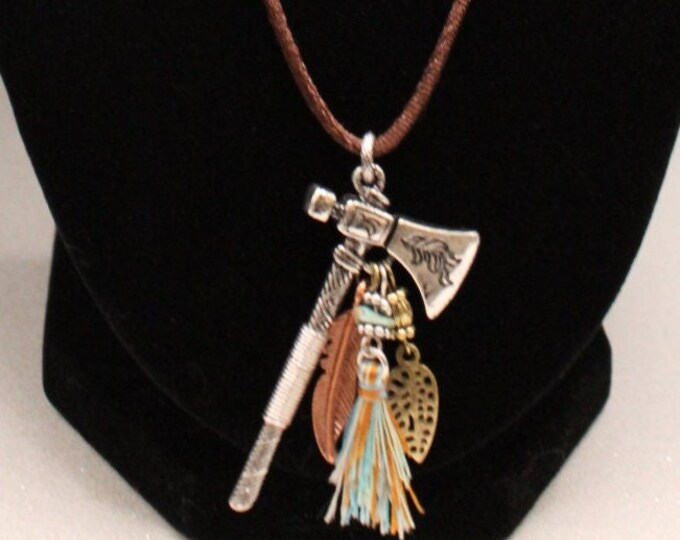 Tomahawk Pendant Necklace; Hatchet Pendant Necklace; Indian Style Tomahawk Pendant Necklace; Southwestern Style Jewelry
