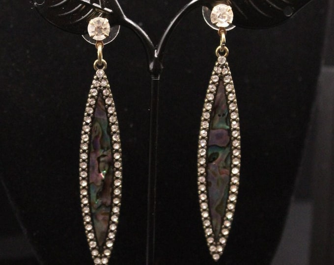 Abalone Earrings; Abalone Spear Shape Earrings; Abalone and Rhinestones Earrings; Beach Earrings; Summer Earrings