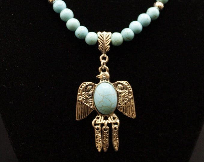 Thunderbird Necklace; Thunderbird Pendant Necklace; Southwestern Style Thunderbird Pendant Necklace