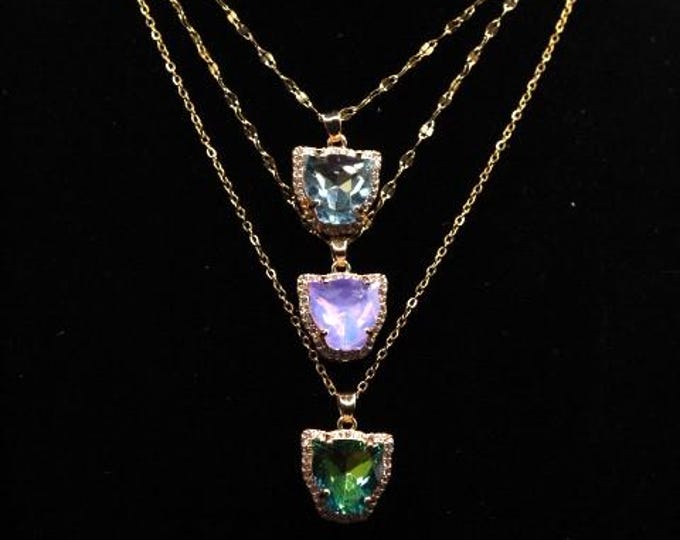 Glass Tiger Head Pendant Necklace; Pave Cubic Zirconia Pendant; Tiger Head with Pave Zirconia Pendant