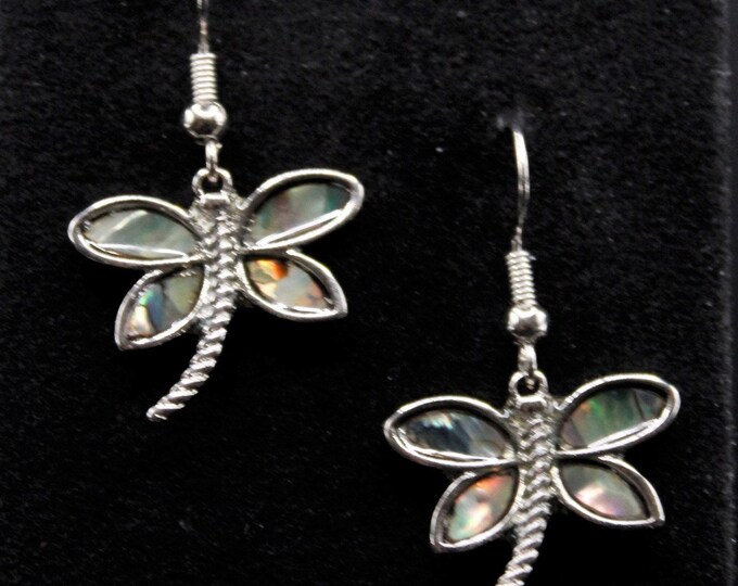 Abalone Earrings; Abalone Dragonfly Shape Earrings; Dragonfly Abalone Earrings; Beach Earrings; Summer Earrings