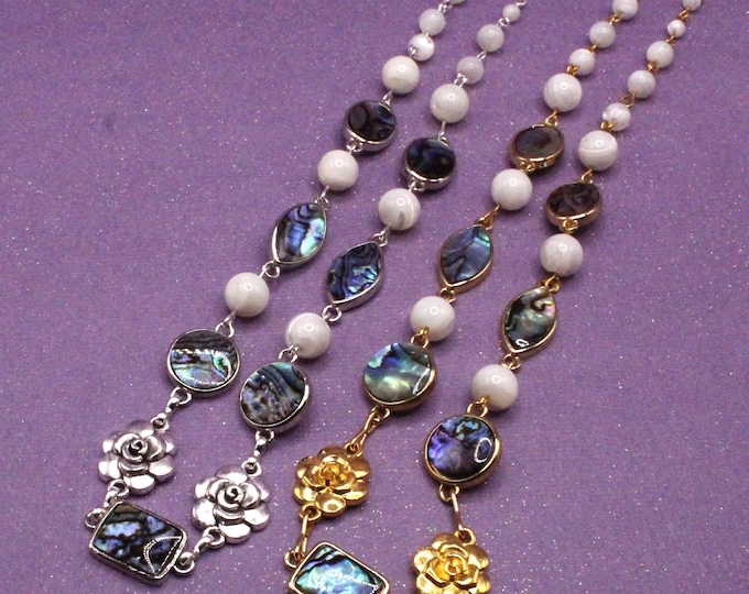 Abalone and Mother of Pearl Necklace Set; Shell Necklace Set; MOP and Abalone Necklace Collection
