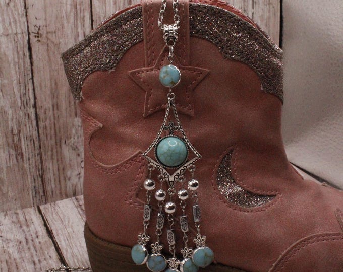 Chandelier Southwestern Necklace and Earrings;  Turquoise Chandelier Earrings; 5-Dangle Drop Earrings; Spear Medallion Chandelier Earrings