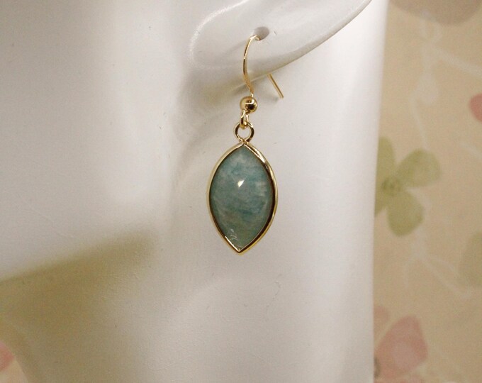 Stone Earrings; Amazonite Sunstone Rose Quartz Stone Earrings; Horse Eye Shape Stone Earrings