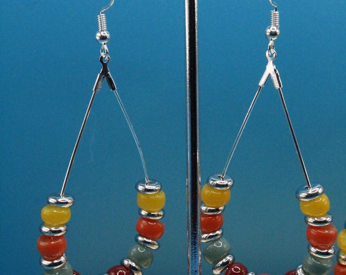 MultiColor Teardrop Hoop Earrings; Teardrop Hoop Earrings; Gold MultiColor Teardrop Hoop Earrings; Silver MultiColor Teardrop Hoop Earrings