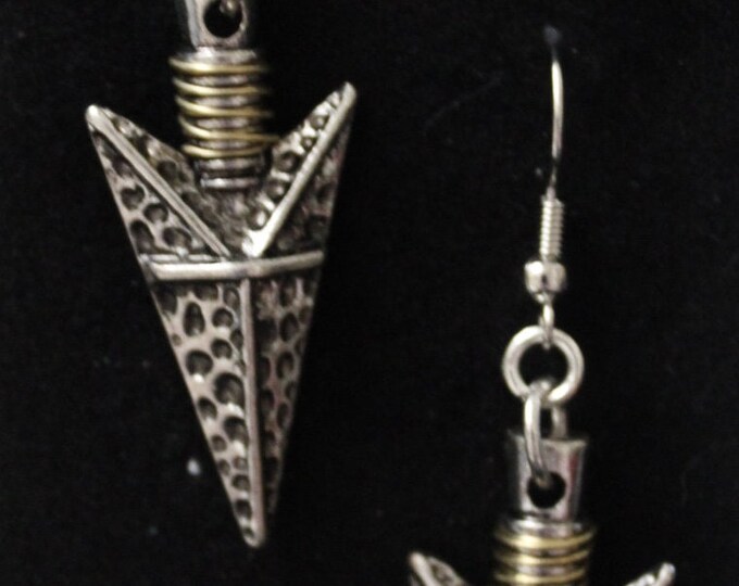 Arrowhead Earrings; Western Style Earrings; Antique Silver Arrowhead Earrings; 2-Color Arrowhead Earrings
