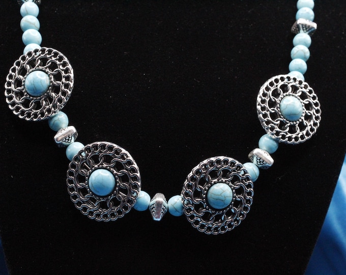 Howlite Beaded Necklace with Round Chain Style Sliders