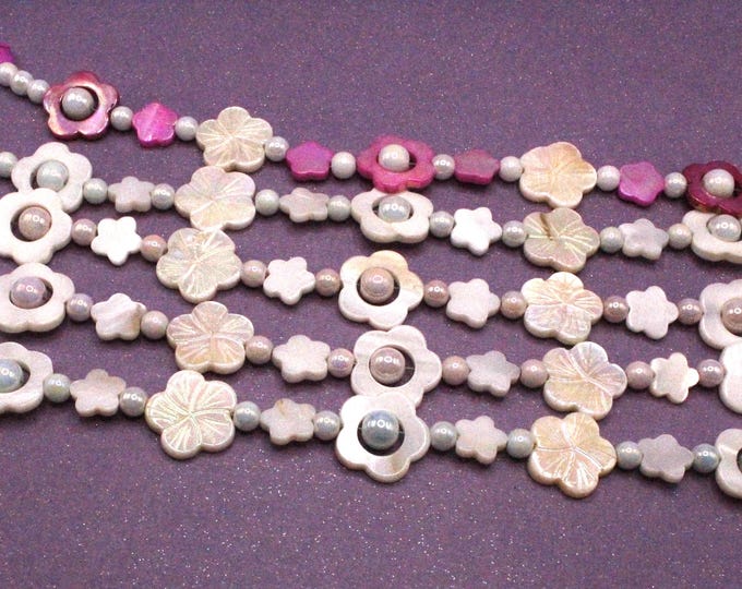 Flower Mother of Pearl Necklace Set; Shell Necklace Set; MOP Necklace Collection
